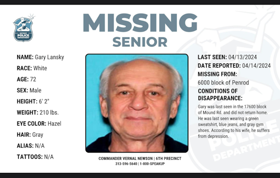 Detroit Police Seek Public's Aid in Search for Missing 72-Year-Old Gary Lansky