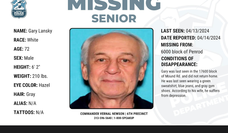Detroit Police Seek Public's Aid in Search for Missing 72-Year-Old Gary Lansky