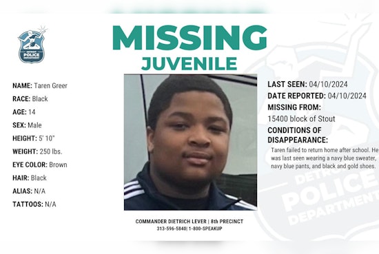 Detroit Police Seek Public's Help in Locating Missing 14-Year-Old Taren Greer
