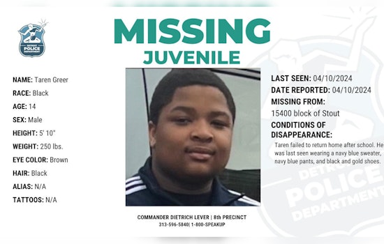 Detroit Police Seek Public's Help in Locating Missing 14-Year-Old Taren Greer