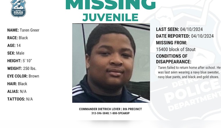Detroit Police Seek Public's Help in Locating Missing 14-Year-Old Taren Greer