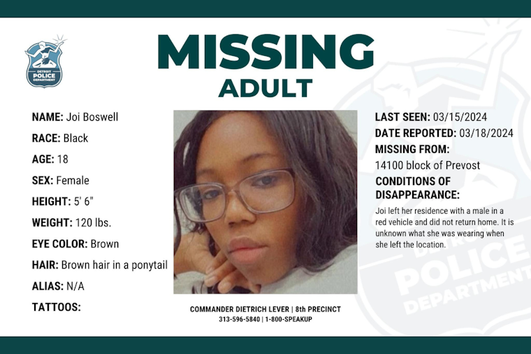 Detroit Police Seek Publics Help In Locating Missing 18 Year Old Joi 2370