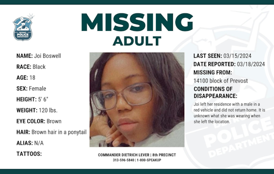 Detroit Police Seek Public’s Help in Locating Missing 18-Year-Old Joi Boswell