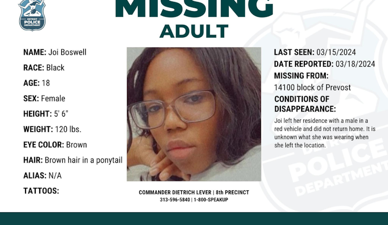 Detroit Police Seek Public’s Help in Locating Missing 18-Year-Old Joi Boswell