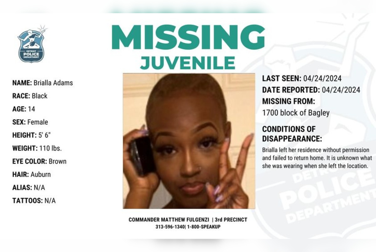 Detroit Police Seek Public's Help to Find 14-Year-Old Brialla Adams