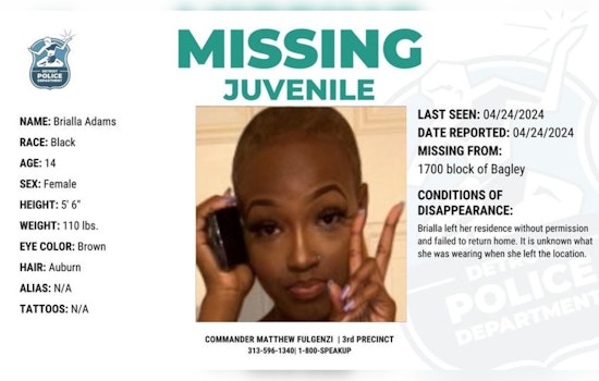 Detroit Police Seek Public's Help to Find 14-Year-Old Brialla Adams Missing Since Wednesday