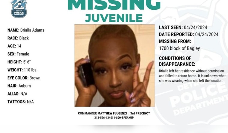 Detroit Police Seek Public's Help to Find 14-Year-Old Brialla Adams Missing Since Wednesday