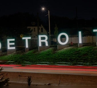 Detroit's Skyline Shines Brighter with New "DETROIT" Gateway Sign Ahead of NFL Draft