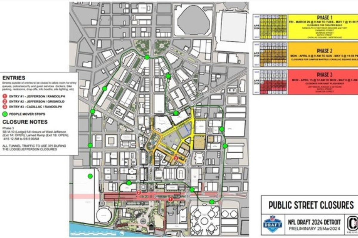 Downtown Detroit Faces Extensive Road Closures Ahead of NFL Draft