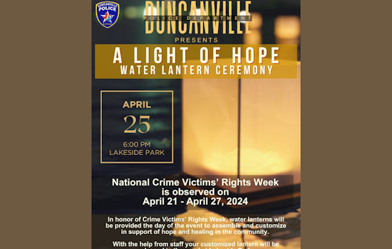 Duncanville Police to Host Water Lantern Tribute for Crime Victims During National Observance Week