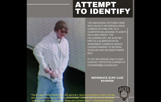 El Cajon Police Seek Public's Help in Identifying Suspect in Spate of Arson Incidents