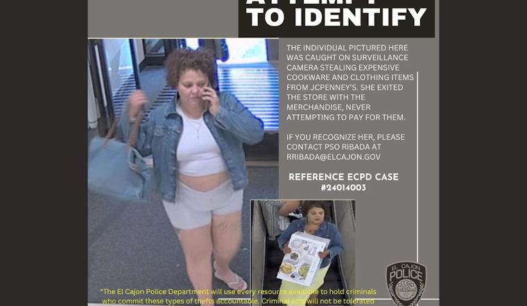 El Cajon Police Seek Public's Help to Identify Suspect in JCPenney Shoplifting Incident