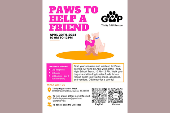 Euless Community Invited to Support Shelter Dogs at Trinity High's Walk-a-Thon on April 20th