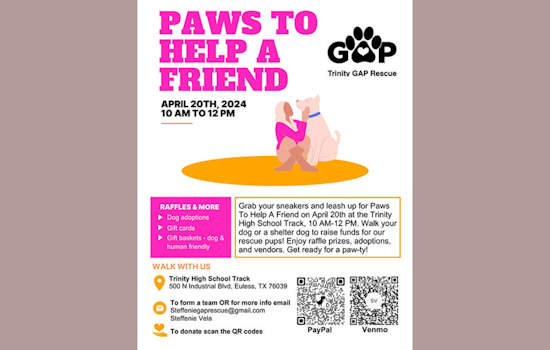 Euless Community Invited to Support Shelter Dogs at Trinity High's Walk-a-Thon on April 20th