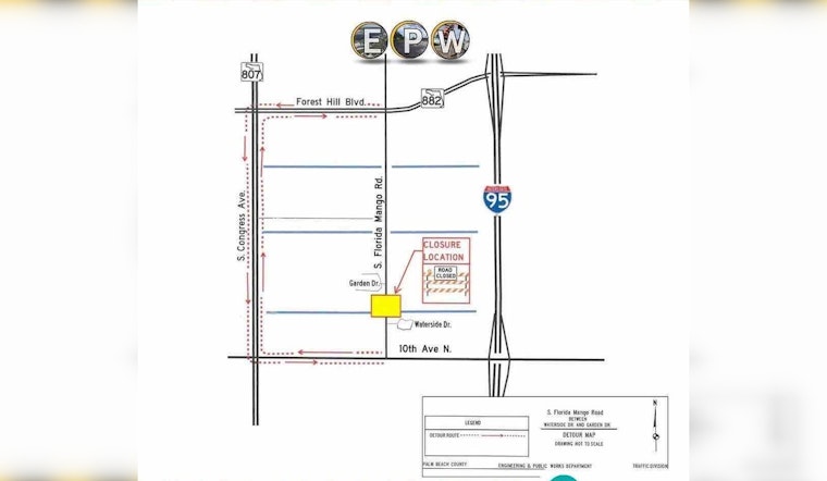 Florida Mango Road Closure to Disrupt Traffic in Palm Beach County Until April 2024