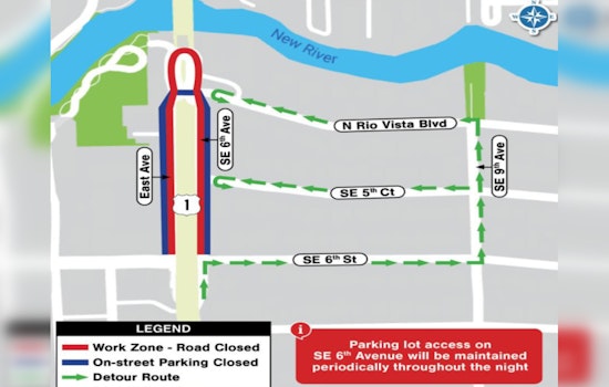 Fort Lauderdale Motorists Alert, Road Closures and Detours Scheduled for Thursday Night Resurfacing