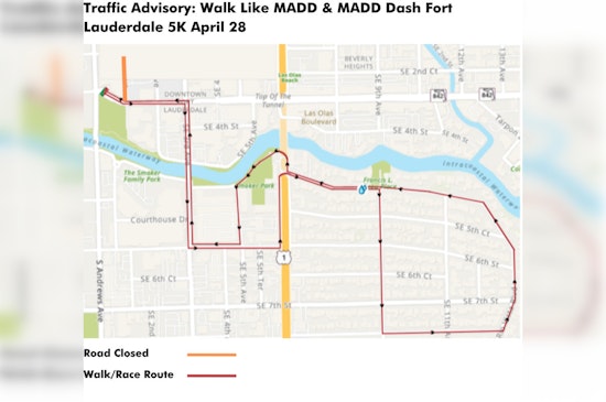 Fort Lauderdale Streets to Close for Annual Walk Like MADD & MADD Dash 5K This Sunday