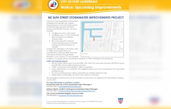 Fort Lauderdale's NE 36th Street Braces for Stormwater System Overhaul Starting April 15