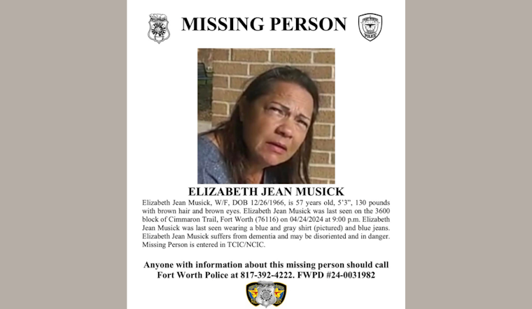 Fort Worth Community Relieved as Missing Woman, Elizabeth Jean Musick, Found Safe