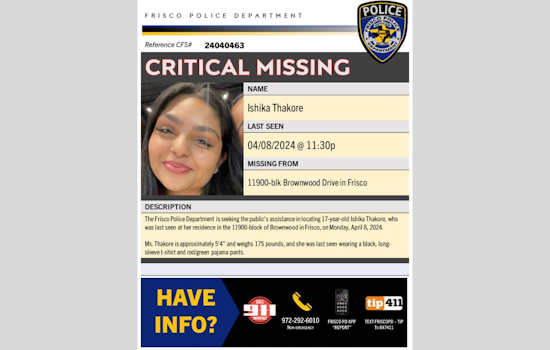Frisco Police Issue Critical Alert for Missing Teen Ishika Thakore, Seek Public's Help in Urgent Search