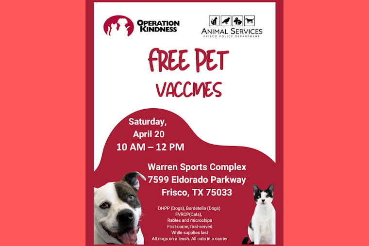 Frisco's Free Pet Vaccine Event at Warren Sports Complex Reschedules Due to Weather, Shifts to 2-Hour Window