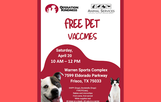 Frisco's Free Pet Vaccine Event at Warren Sports Complex Reschedules Due to Weather, Shifts to 2-Hour Window