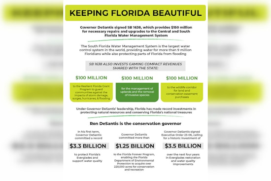 Gov. DeSantis Signs $150M Environmental Bill in Davie, FL, Aiming to Enhance Water Quality and Land Conservation