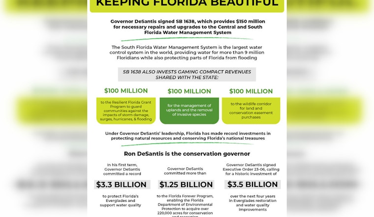 Gov. DeSantis Signs $150M Environmental Bill in Davie, FL, Aiming to Enhance Water Quality and Land Conservation