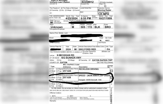 Grand Ledge Man Faces Citations for Reckless Driving at 125mph in Michigan