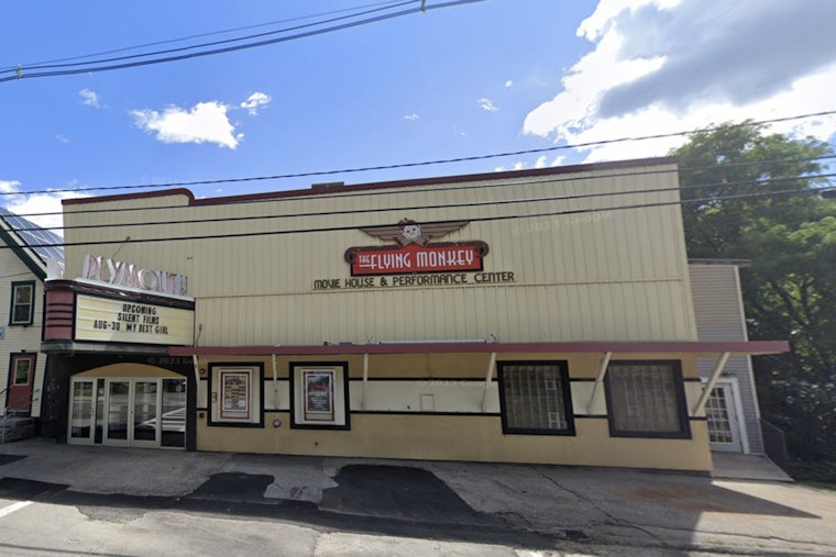 Historic Plymouth Theatre, The Flying Monkey, Evacuated as Flames Engulf Adjacent Building
