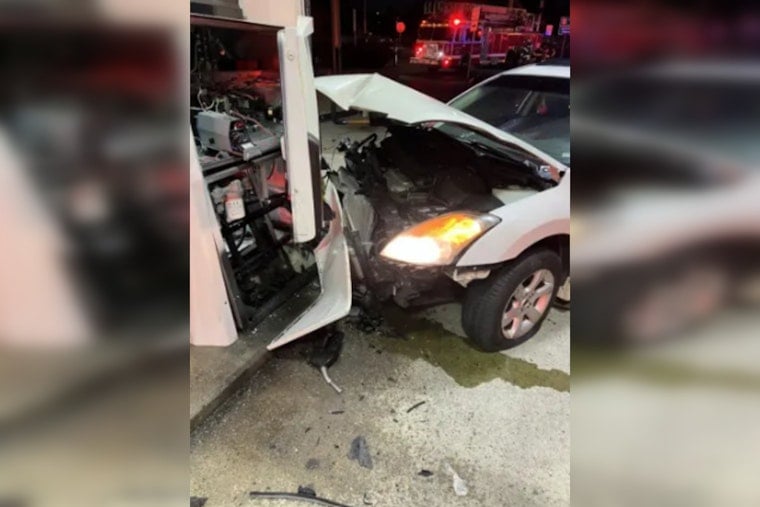 Injury Reported as Car Plows into Gas Station Pump in Brockton, Massachusetts
