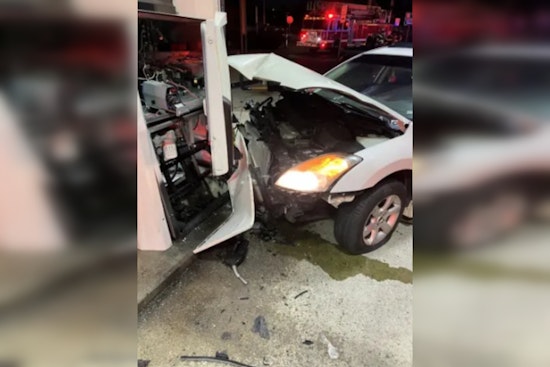Injury Reported as Car Plows into Gas Station Pump in Brockton, Massachusetts