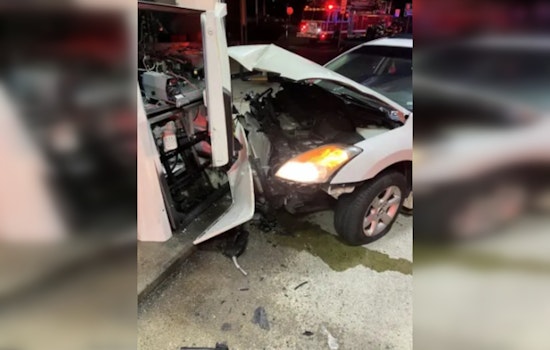 Injury Reported as Car Plows into Gas Station Pump in Brockton, Massachusetts