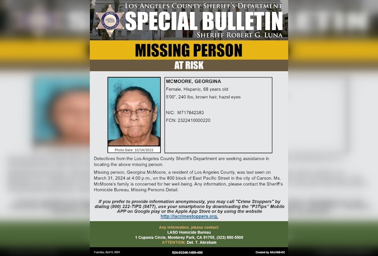 LA County Sheriff Intensifies Search for At-Risk Missing Woman Georgina McMoore in Carson