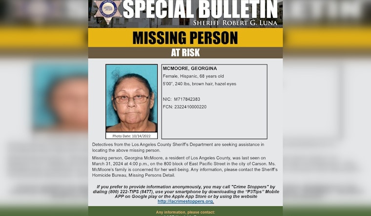 LA County Sheriff Intensifies Search for At-Risk Missing Woman Georgina McMoore in Carson