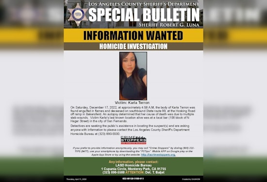 LA Sheriff Seeks Public Help to Solve 2022 Bakersfield Burning Murder Case of Karla Terron