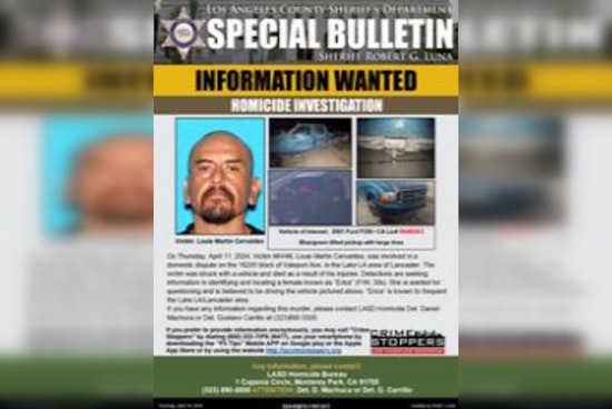 Los Angeles County Sheriff's Department Seeks Public's Aid in Lancaster Homicide Case
