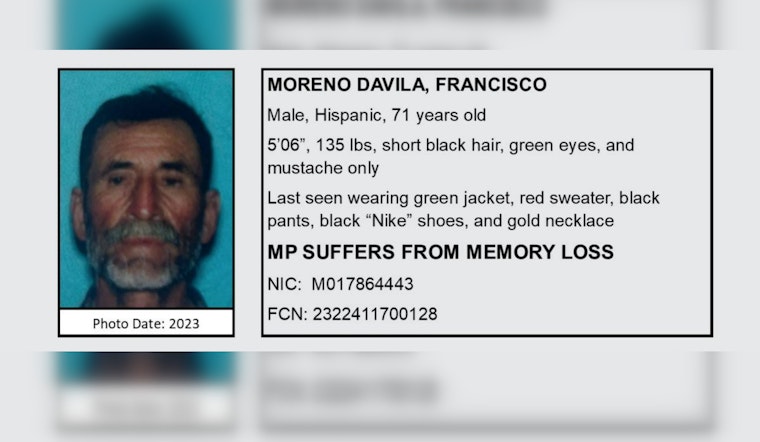 Los Angeles County Sheriff's Department Seeks Public’s Help in Search for Missing Lynwood Man With Memory Loss