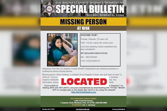 Los Angeles County Sheriff's Department Successfully Locates Missing Palmdale Woman Ruby Godinez