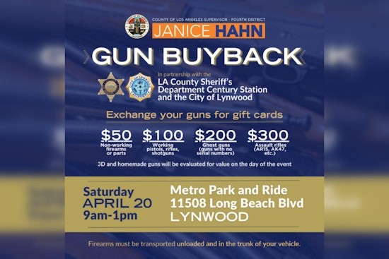 Los Angeles County Supervisor Janice Hahn Spearheads Gun Buyback Initiative in Lynwood Seeking Safer Communities