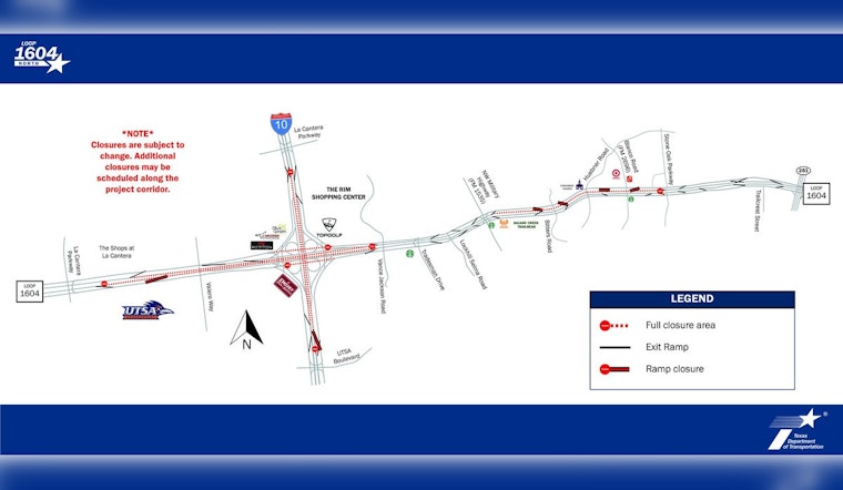 Major Weekend Road Closure for Loop 1604 at I-10 in San Antonio Amid Expansive Traffic Project