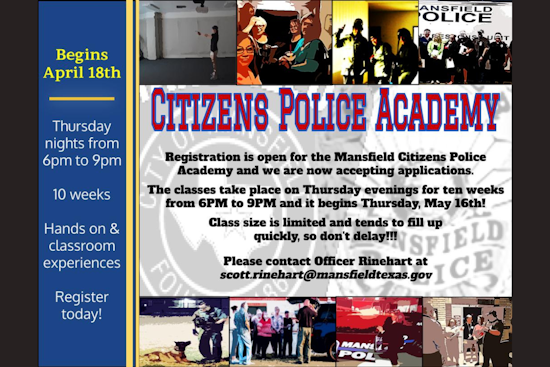 Mansfield Police Department Invites Locals to Join 34th Citizens Police Academy Starting May 16