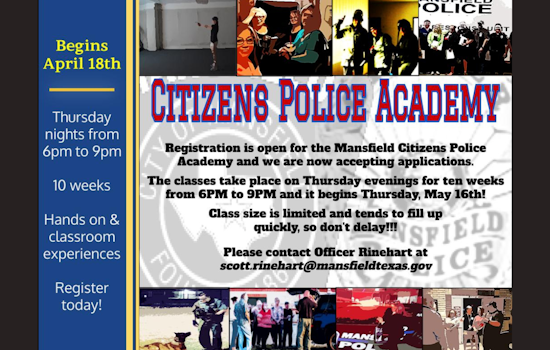 Mansfield Police Department Invites Locals to Join 34th Citizens Police Academy Starting May 16
