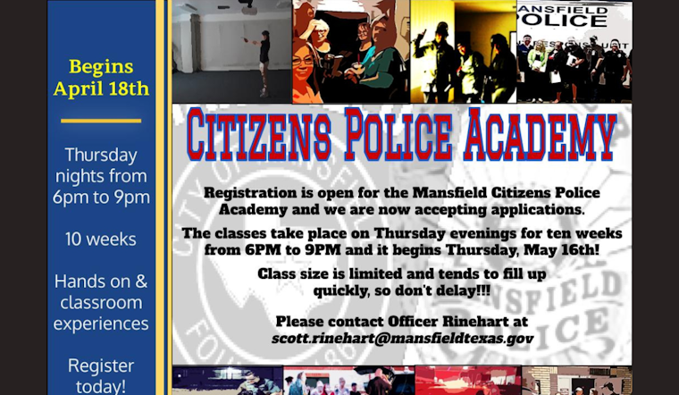 Mansfield Police Department Invites Locals to Join 34th Citizens Police Academy Starting May 16