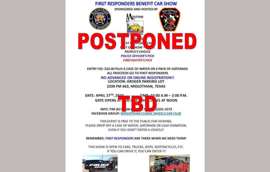 Midlothian Classic Wheels - 1st Responder Car Show Postponed, New Date To Be Announced