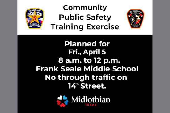 Midlothian Drivers Alert: Public Safety Training to Disrupt 14th Street Traffic Friday Morning