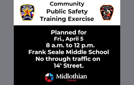 Midlothian Drivers Alert: Public Safety Training to Disrupt 14th Street Traffic Friday Morning