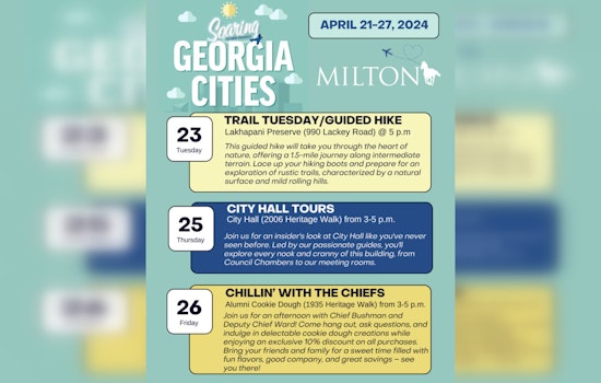 Milton, Georgia Embarks on Interactive Georgia Cities Week with Guided Tours, Parks Passport, and 'Chillin' with the Chiefs'