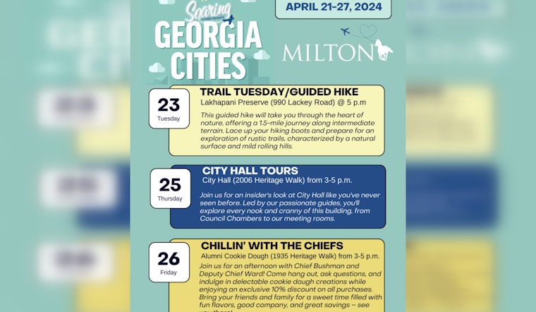 Milton, Georgia Embarks on Interactive Georgia Cities Week with Guided Tours, Parks Passport, and 'Chillin' with the Chiefs'
