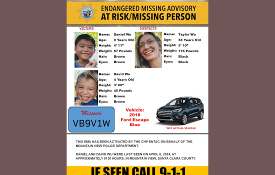 Mountain View Police Issue Urgent Search for Endangered Brothers Believed With Adult in Blue Ford Escape